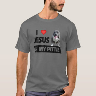 I Love Jesus And My Pittie Pitbull Dog Mum Dad Pet T-Shirt