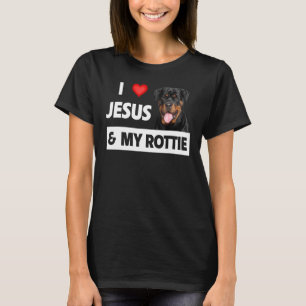 I Love Jesus And My Rottie Dog Mum Dad Pet Parent  T-Shirt