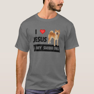 I Love Jesus And My Shiba Inu Dog Mum Dad Christia T-Shirt