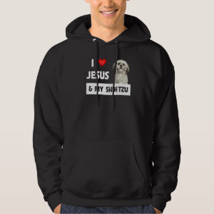 I Love Jesus And My Shih Tzu Mum Dad Christian Dog Hoodie