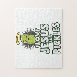 I Love Jesus And Pickles Jigsaw Puzzle