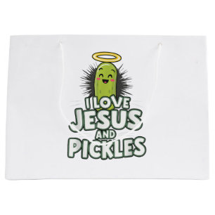 I Love Jesus And Pickles Large Gift Bag