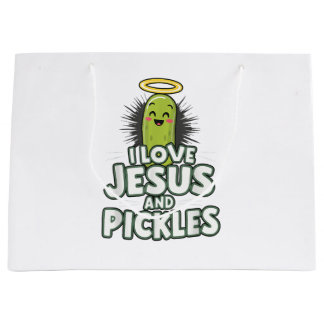 I Love Jesus And Pickles Large Gift Bag