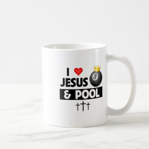 I Love Jesus And Pool Stick 8 Ll Pocket Billiards  Coffee Mug