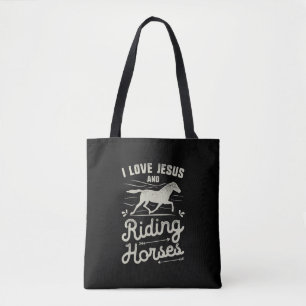 I Love Jesus And Riding Horses Horse Girl Horsebac Tote Bag