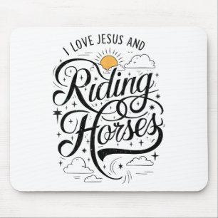 I Love Jesus And Riding Horses Horseback Girls Wom Mouse Mat