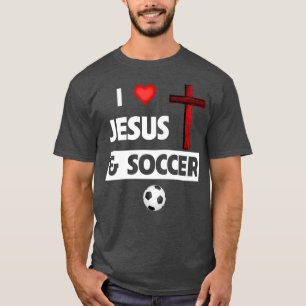 I Love Jesus and Soccer Christian Sport Fan Bible T-Shirt