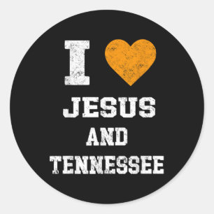 I Love Jesus And Tennessee Shirt Orange Heart Cute Classic Round Sticker