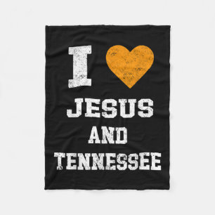 I Love Jesus And Tennessee Shirt Orange Heart Cute Fleece Blanket
