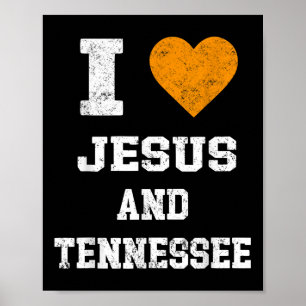 I Love Jesus And Tennessee Shirt Orange Heart Cute Poster