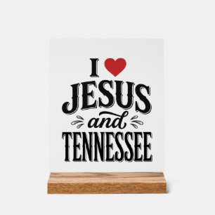 I Love Jesus and Tennessee Vintage Christian Desig Acrylic Sign