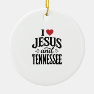 I Love Jesus and Tennessee Vintage Christian Desig Ceramic Tree Decoration
