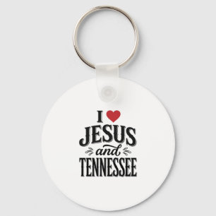 I Love Jesus and Tennessee Vintage Christian Desig Key Ring