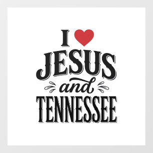 I Love Jesus and Tennessee Vintage Christian Desig Window Cling