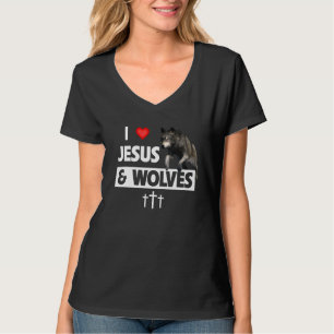 I Love Jesus And Wolves Christian Zoo Animal Wildl T-Shirt