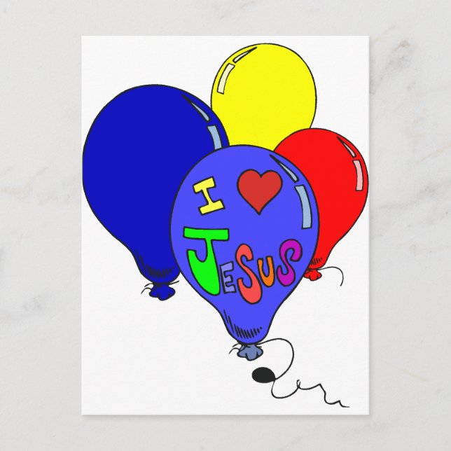 I Love Jesus Balloons Postcard (Front)