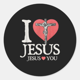 I Love Jesus Christian Jesus Love You Bible Verse Classic Round Sticker