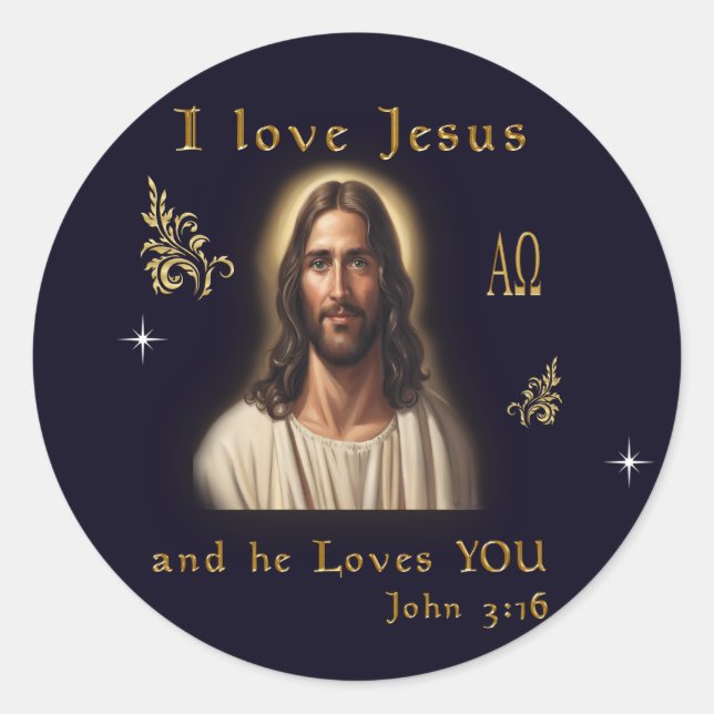 I love Jesus Classic Round Sticker (Front)