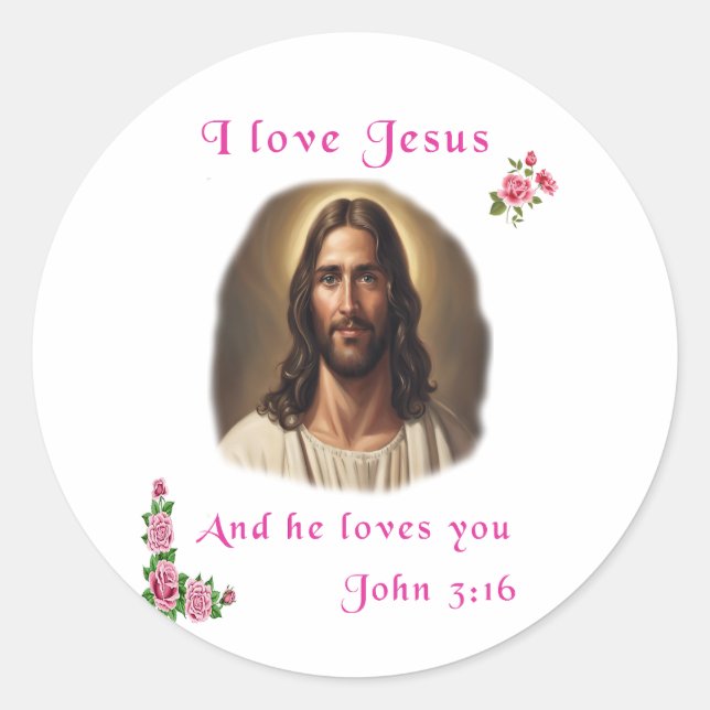 I love Jesus Classic Round Sticker (Front)