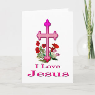 I love Jesus cross gifts Holiday Card
