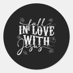 I Love Jesus Fall Leaves And Pumpkin Autumn Thanks Classic Round Sticker