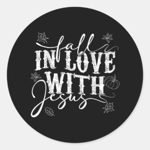 I Love Jesus Fall Leaves And Pumpkin Autumn Thanks Classic Round Sticker
