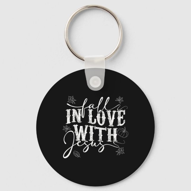I Love Jesus Fall Leaves And Pumpkin Autumn Thanks Key Ring (Front)