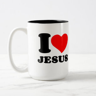 I LOVE JESUS FOR CHURCH CHRISTIANS Two-Tone COFFEE MUG