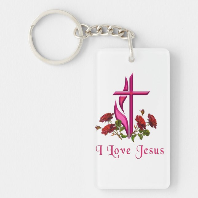 I love Jesus gifts Key Ring (Front)