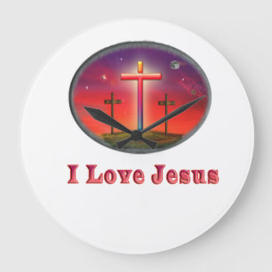 I love Jesus gifts Large Clock