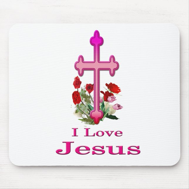 I love Jesus gifts Mouse Mat (Front)