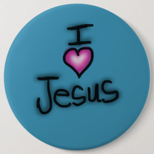 I Love Jesus I Heart Jesus Blue 6 Cm Round Badge