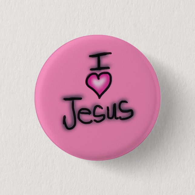 I Love Jesus I Heart Jesus Pink  3 Cm Round Badge (Front)
