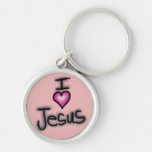 I Love Jesus I Heart Jesus Pink  Key Ring