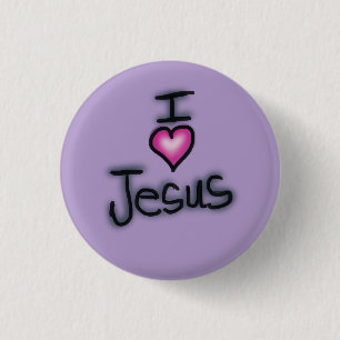 I Love Jesus I Heart Jesus Purple 3 Cm Round Badge