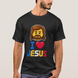 I Love Jesus Master Builder Building Bricks Blocks T-Shirt