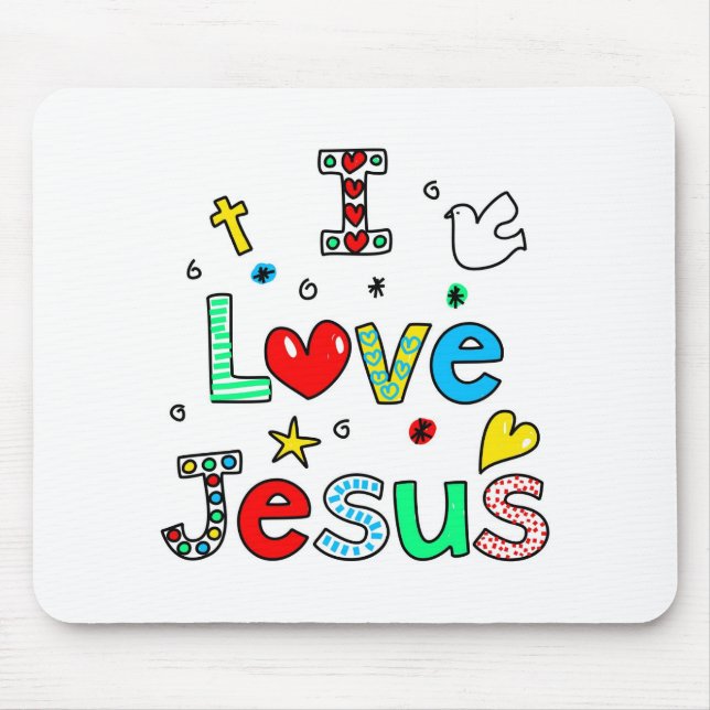 I Love Jesus Mouse Mat (Front)