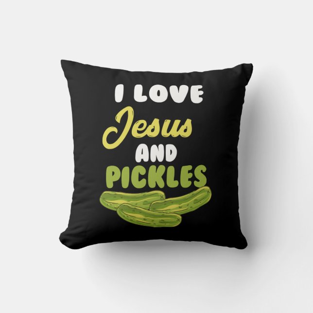 I Love Jesus & Pickles - Religious Vegetarian Pick Cushion (Front)