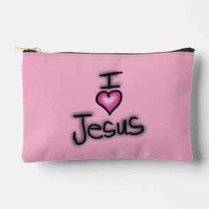 I Love Jesus Pink and Black Accessory Pouch