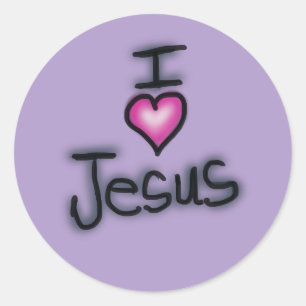 I Love Jesus Pink Heart Classic Round Sticker