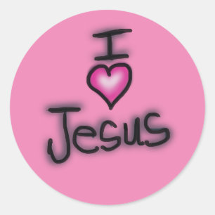 I Love Jesus Pink Heart  Classic Round Sticker