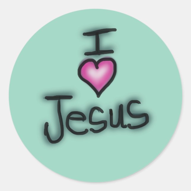 I Love Jesus Pink Heart  Classic Round Sticker (Front)