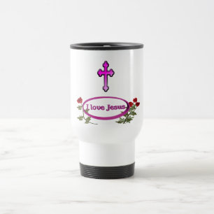 I love Jesus products with roses Travel Mug