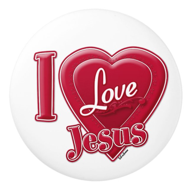 I Love Jesus Red Heart Ceramic Knob (Front)