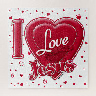 I Love Jesus Red Heart Jigsaw Puzzle