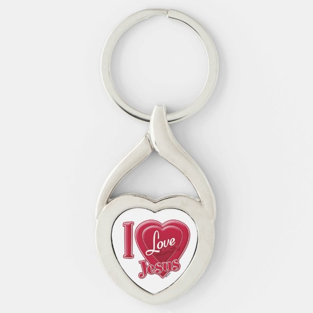 I Love Jesus Red Heart Key Ring (Front)