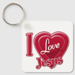 I Love Jesus Red Heart Key Ring