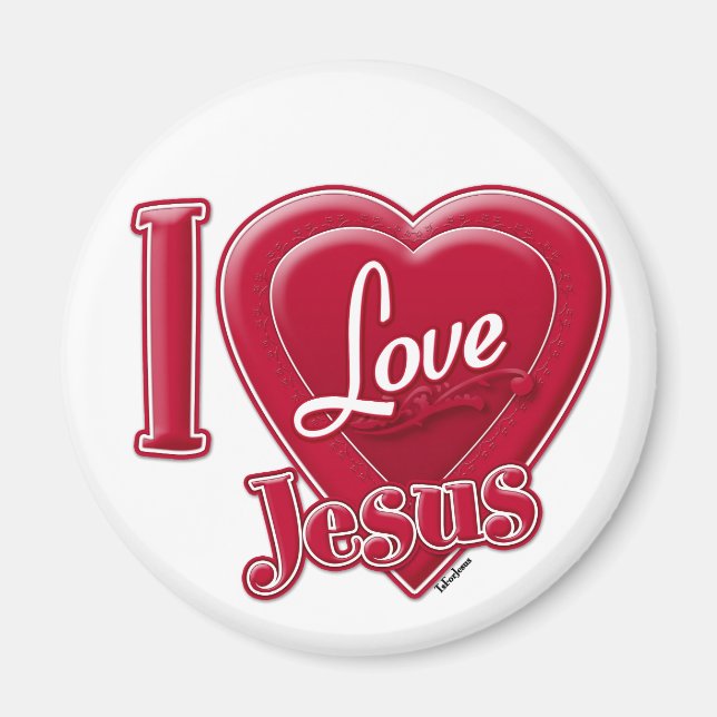 I Love Jesus Red Heart Magnet (Front)