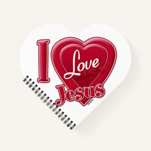 I Love Jesus Red Heart Notebook