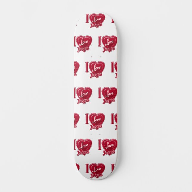 I Love Jesus Red Heart Skateboard (Front)